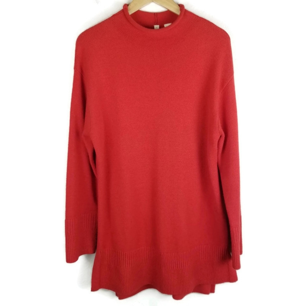 Anthropologie Moth Saskia Oversized Pullover Tunic Sweater Mock Neck Size Small